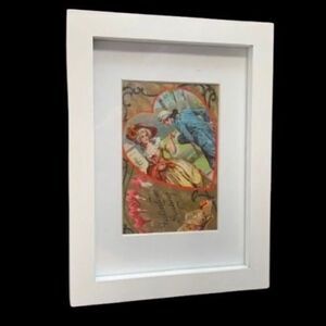 Victorian Valentine Framed Postcard – Romantic 1800s Ephemera Gift